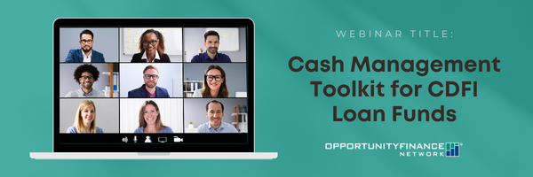 Banner with the text "Cash Management Toolkit for CDFI Loan Funds"