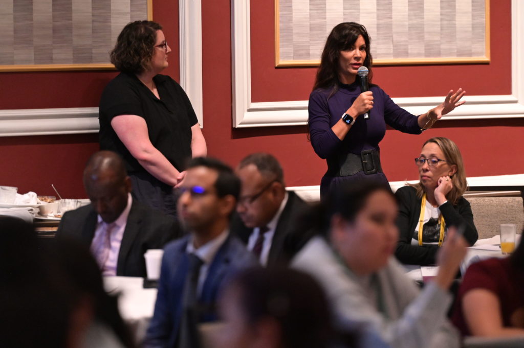 Two women speaking at the OFN conference