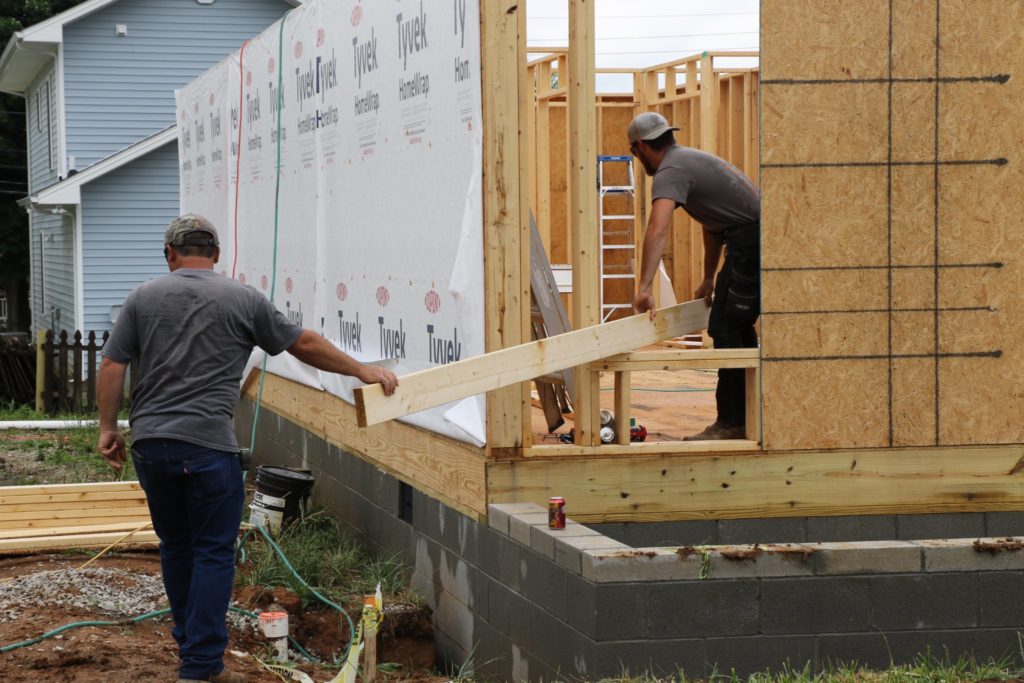 Men building a house in Kentucky