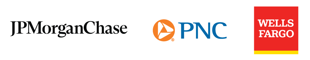 JPMorganChase, PNC, Wells Fargo logos - Platinum Sponsors