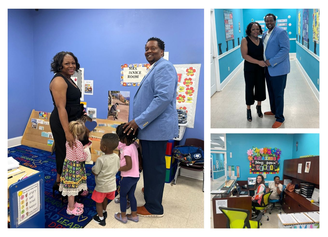 Vanessa and Adaniel Young and other employees at Amazing Childcare and Learning Center in Shannon, MS.